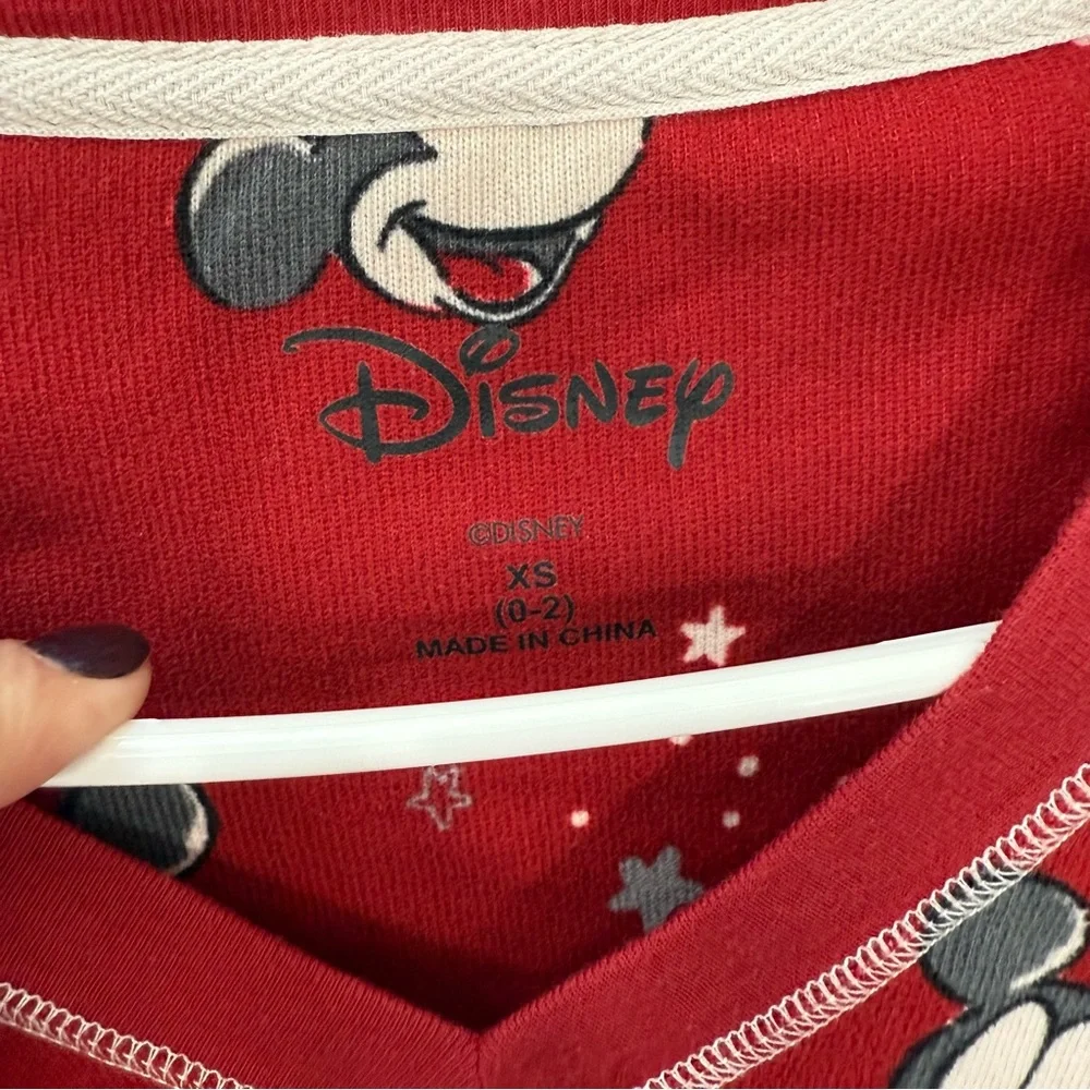 Disney Red Mickey Mouse Long Sleeve Sleep Top Size XS - Picture 2 of 4